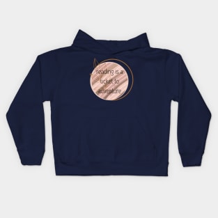reading is a ticket to adventure boho style Kids Hoodie